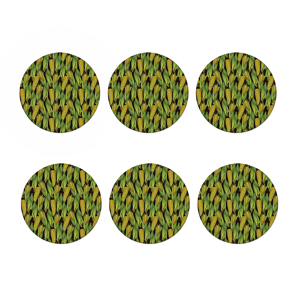 Hand-Drawn Corncob Pattern Print Coaster Set