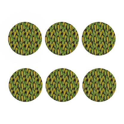 Hand-Drawn Corncob Pattern Print Coaster Set
