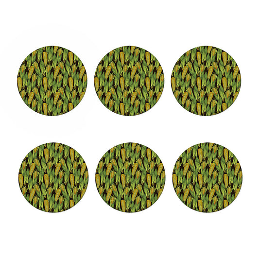 Hand-Drawn Corncob Pattern Print Coaster Set