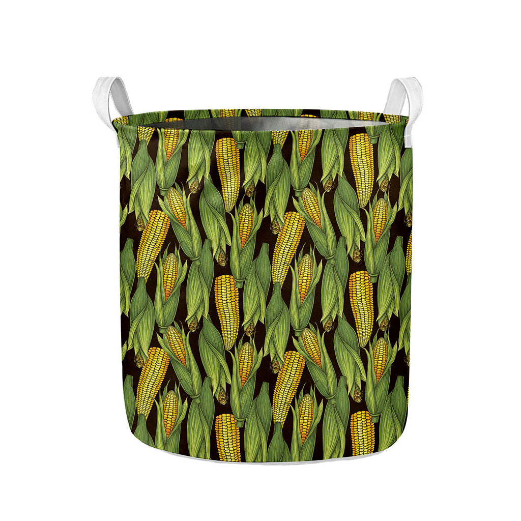 Hand-Drawn Corncob Pattern Print Collapsible Laundry Basket