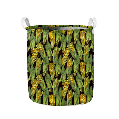 Hand-Drawn Corncob Pattern Print Collapsible Laundry Basket