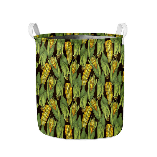 Hand-Drawn Corncob Pattern Print Collapsible Laundry Basket