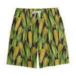 Hand-Drawn Corncob Pattern Print Cotton Shorts
