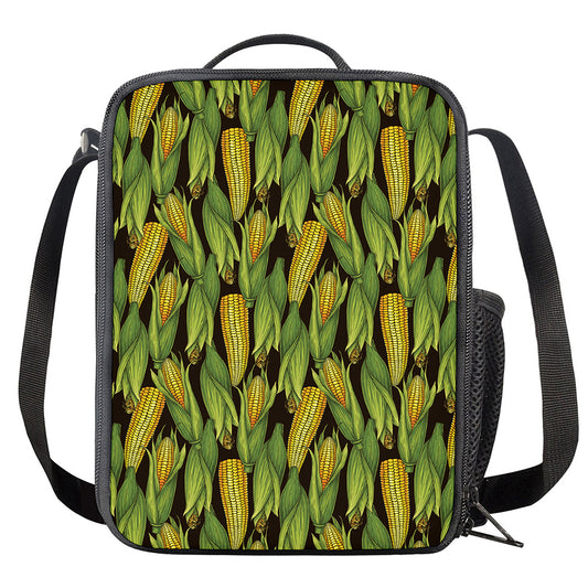 Hand-Drawn Corncob Pattern Print Crossbody Lunch Bag