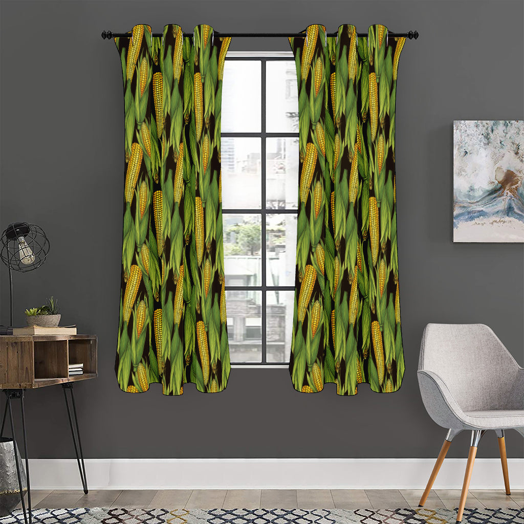 Hand-Drawn Corncob Pattern Print Curtain