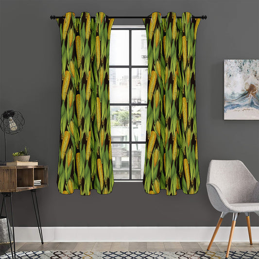 Hand-Drawn Corncob Pattern Print Curtain