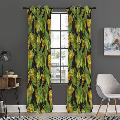 Hand-Drawn Corncob Pattern Print Curtain