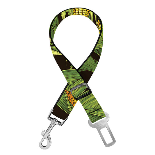 Hand-Drawn Corncob Pattern Print Dog Seat Belt