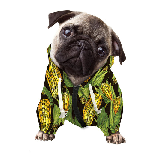 Hand-Drawn Corncob Pattern Print Dog Zip Up Hoodie