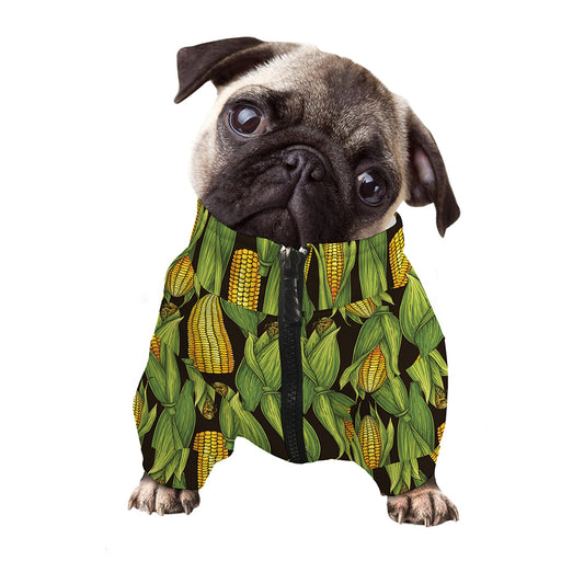 Hand-Drawn Corncob Pattern Print Dog Zip Up Jacket