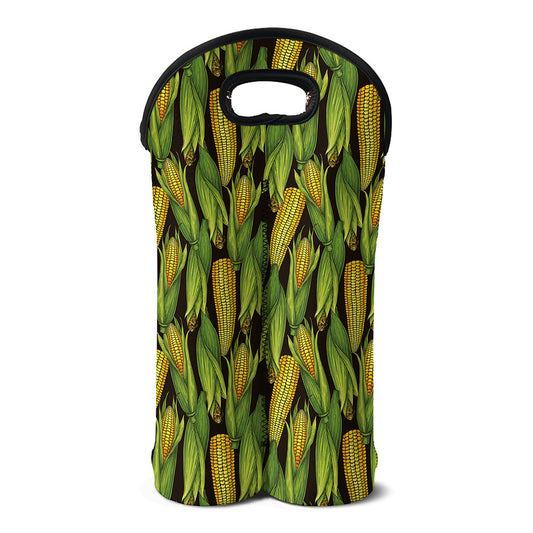 Hand-Drawn Corncob Pattern Print Double Neoprene Wine Tote