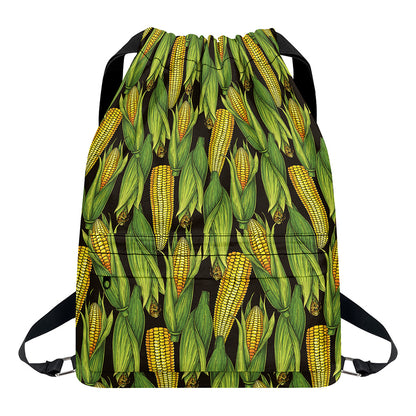 Hand-Drawn Corncob Pattern Print Drawstring Backpack