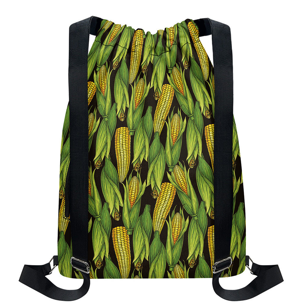 Hand-Drawn Corncob Pattern Print Drawstring Backpack