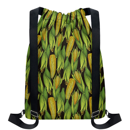 Hand-Drawn Corncob Pattern Print Drawstring Backpack
