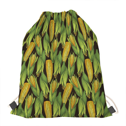 Hand-Drawn Corncob Pattern Print Drawstring Bag