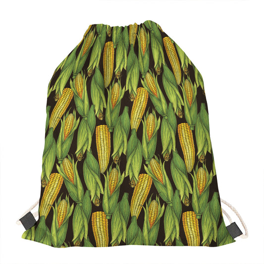 Hand-Drawn Corncob Pattern Print Drawstring Bag