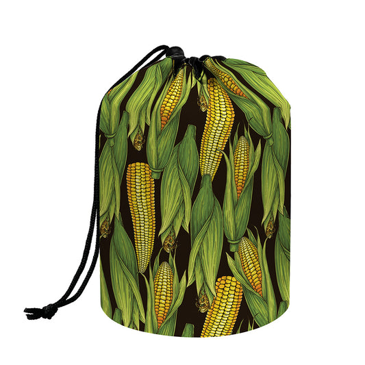 Hand-Drawn Corncob Pattern Print Drawstring Makeup Bag