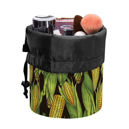 Hand-Drawn Corncob Pattern Print Drawstring Makeup Bag