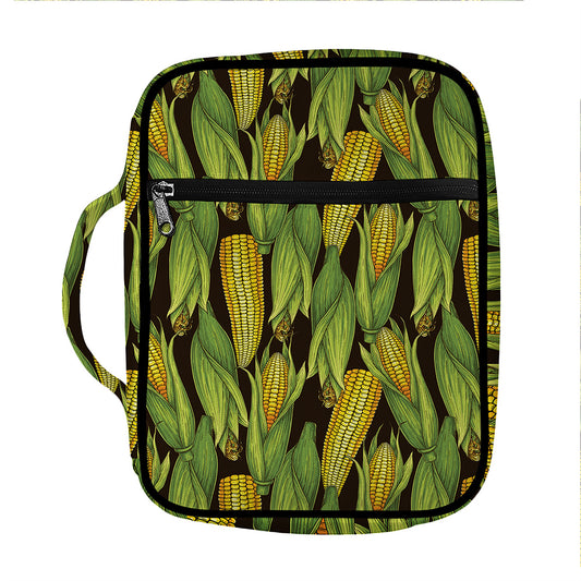 Hand-Drawn Corncob Pattern Print Front Pocket Bible Bag