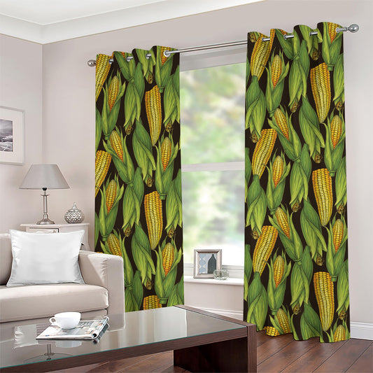 Hand-Drawn Corncob Pattern Print Grommet Curtains
