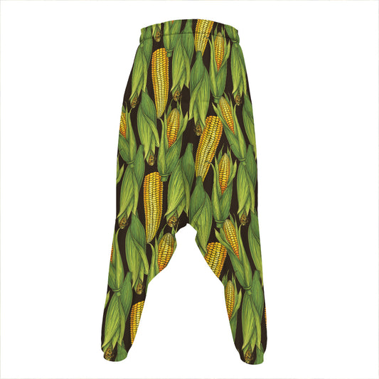 Hand-Drawn Corncob Pattern Print Hammer Pants