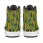 Hand-Drawn Corncob Pattern Print High Top Leather Sneakers