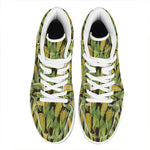 Hand-Drawn Corncob Pattern Print High Top Leather Sneakers