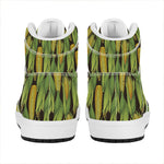 Hand-Drawn Corncob Pattern Print High Top Leather Sneakers