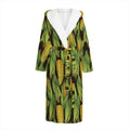Hand-Drawn Corncob Pattern Print Hooded Bathrobe