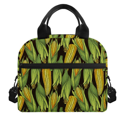 Hand-Drawn Corncob Pattern Print Insulated Lunch Bag