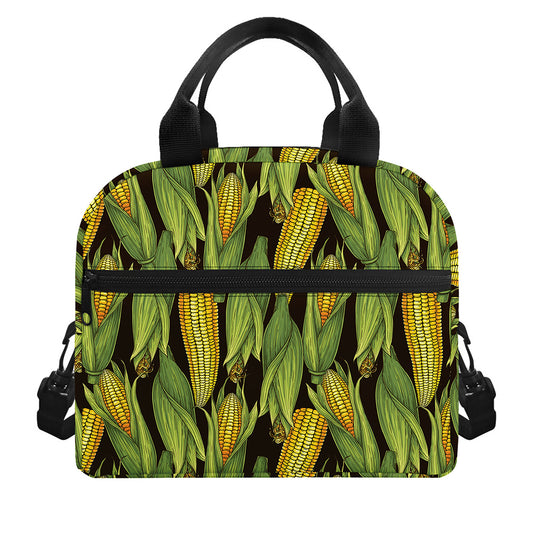 Hand-Drawn Corncob Pattern Print Insulated Lunch Bag