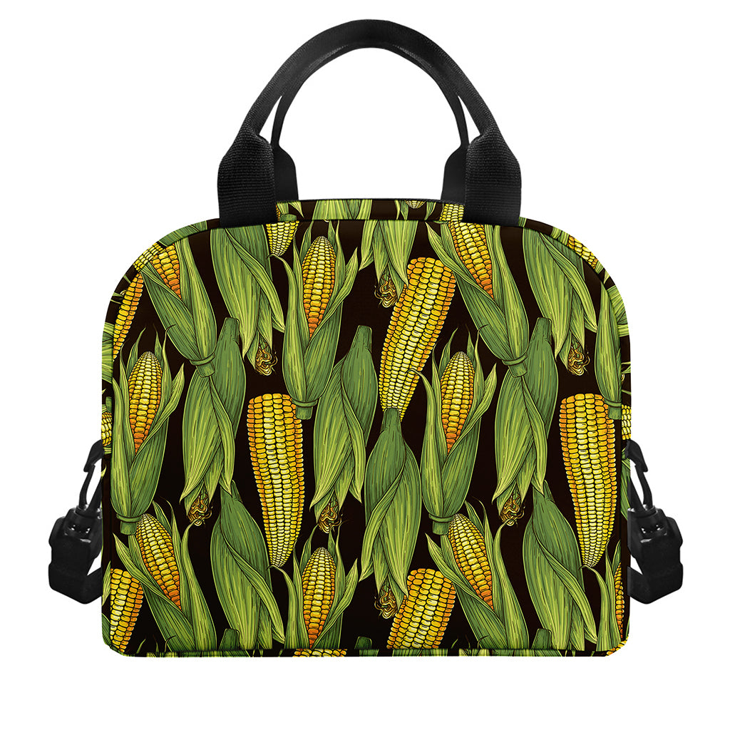 Hand-Drawn Corncob Pattern Print Insulated Lunch Bag
