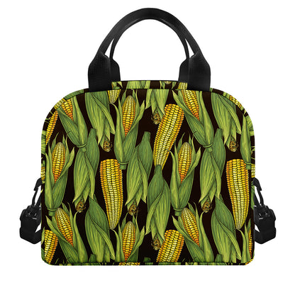 Hand-Drawn Corncob Pattern Print Insulated Lunch Bag