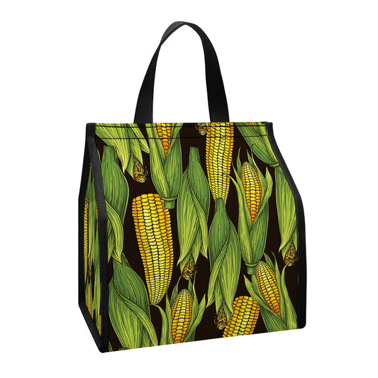 Hand-Drawn Corncob Pattern Print Insulated Lunch Tote