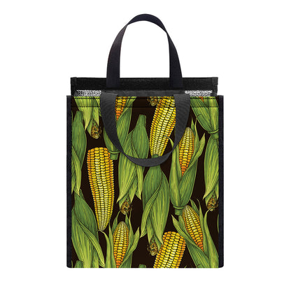 Hand-Drawn Corncob Pattern Print Insulated Lunch Tote