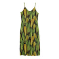 Hand-Drawn Corncob Pattern Print Jersey Midi Cami Dress