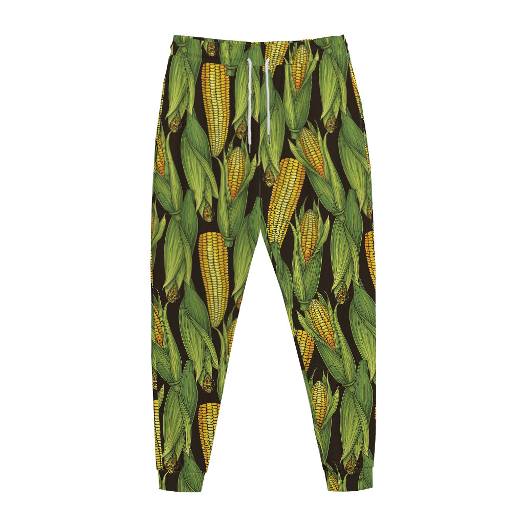 Hand-Drawn Corncob Pattern Print Jogger Pants