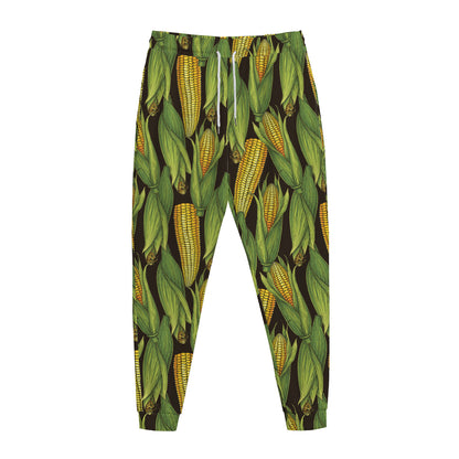 Hand-Drawn Corncob Pattern Print Jogger Pants