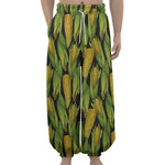 Hand-Drawn Corncob Pattern Print Lantern Pants