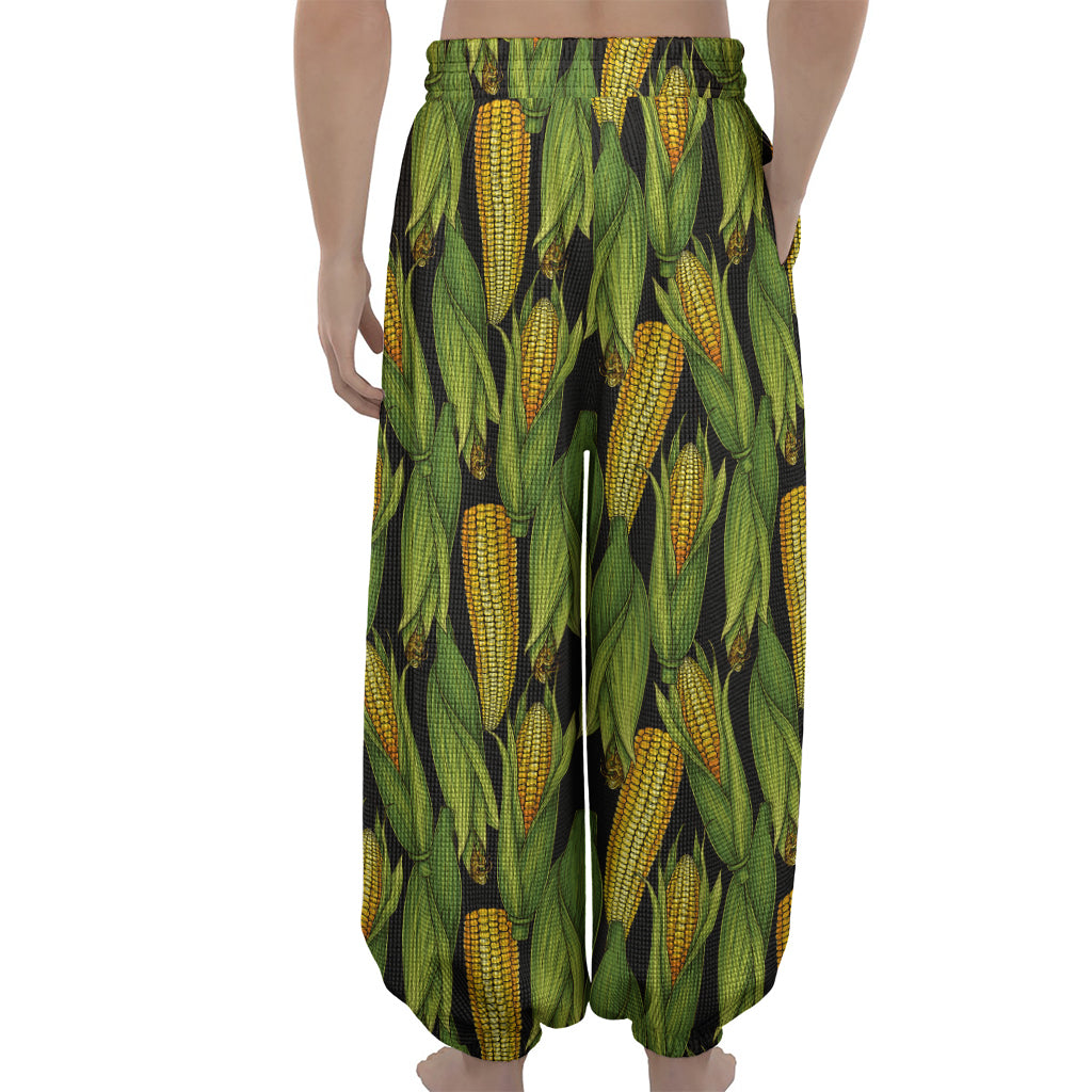 Hand-Drawn Corncob Pattern Print Lantern Pants