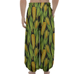 Hand-Drawn Corncob Pattern Print Lantern Pants