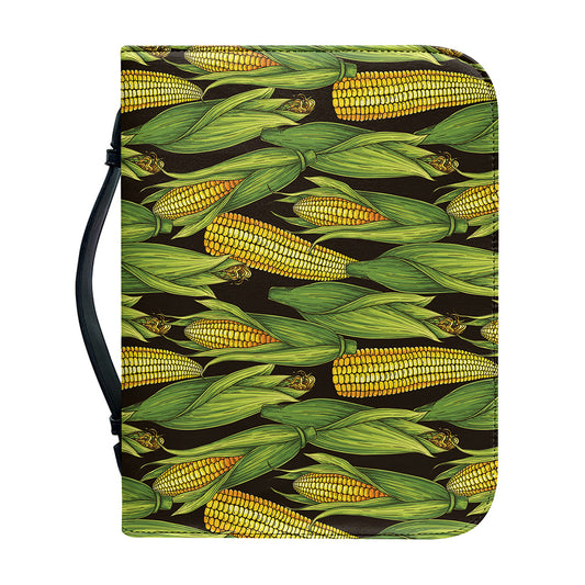 Hand-Drawn Corncob Pattern Print Leather Bible Cover