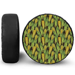 Hand-Drawn Corncob Pattern Print Leather Spare Tire Cover
