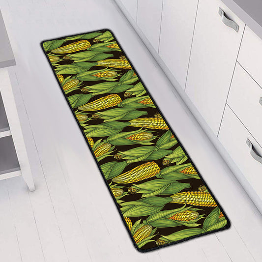 Hand-Drawn Corncob Pattern Print Long Kitchen Mat