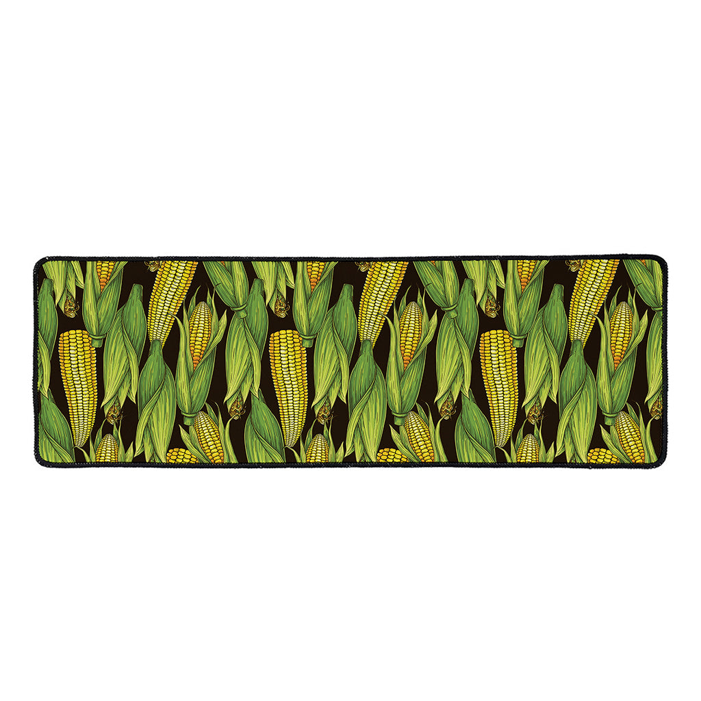 Hand-Drawn Corncob Pattern Print Long Kitchen Mat
