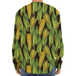 Hand-Drawn Corncob Pattern Print Long Sleeve Baseball Jersey
