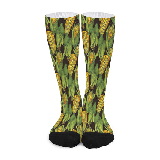 Hand-Drawn Corncob Pattern Print Long Socks