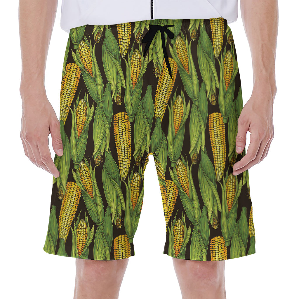 Hand-Drawn Corncob Pattern Print Men's Beach Shorts
