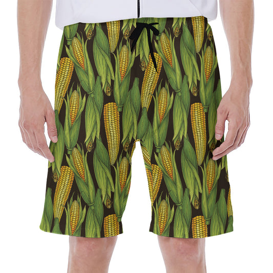 Hand-Drawn Corncob Pattern Print Men's Beach Shorts