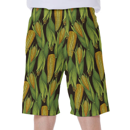 Hand-Drawn Corncob Pattern Print Men's Beach Shorts
